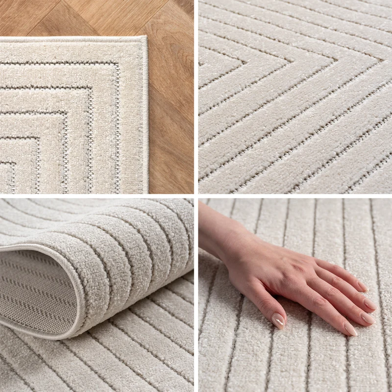 Carpettex Kurzflor Teppich 3D Hoch-Tief Skandi Boho Indoor Outdoor