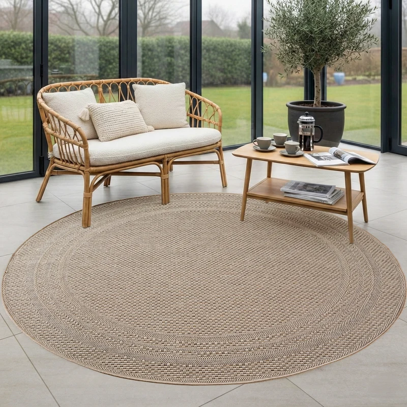 Carpettex Outdoor Teppich Beige Wetterfest UV-beständig Skandi Boho