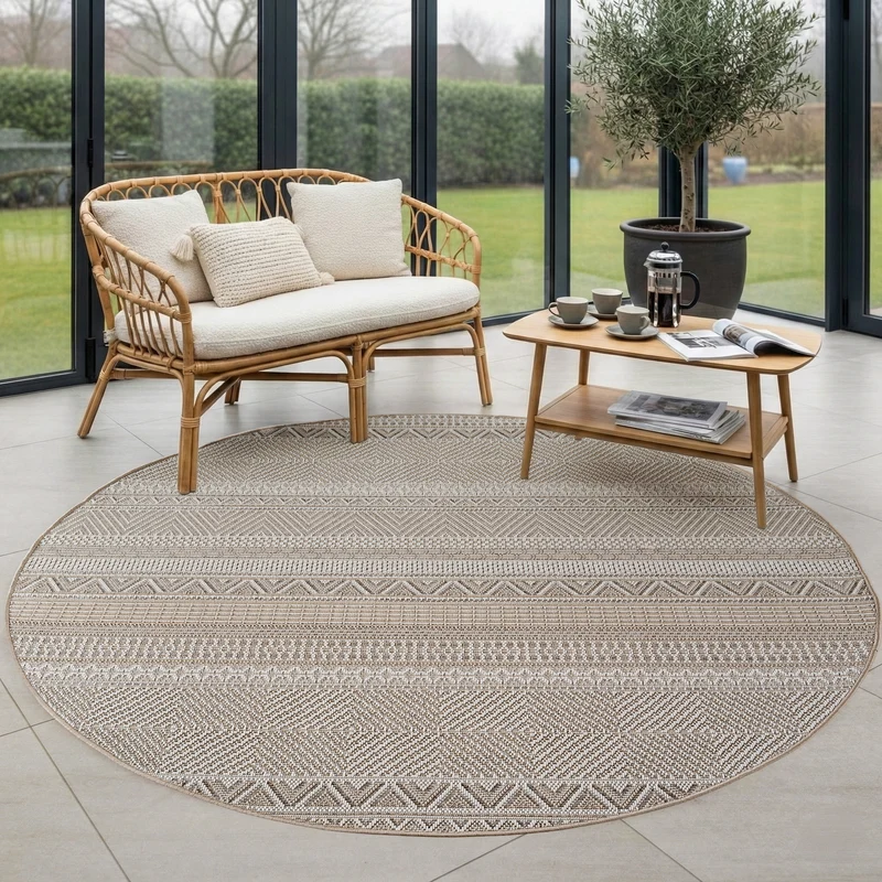 Carpettex Outdoor Teppich Beige Wetterfest UV-beständig Skandi Boho