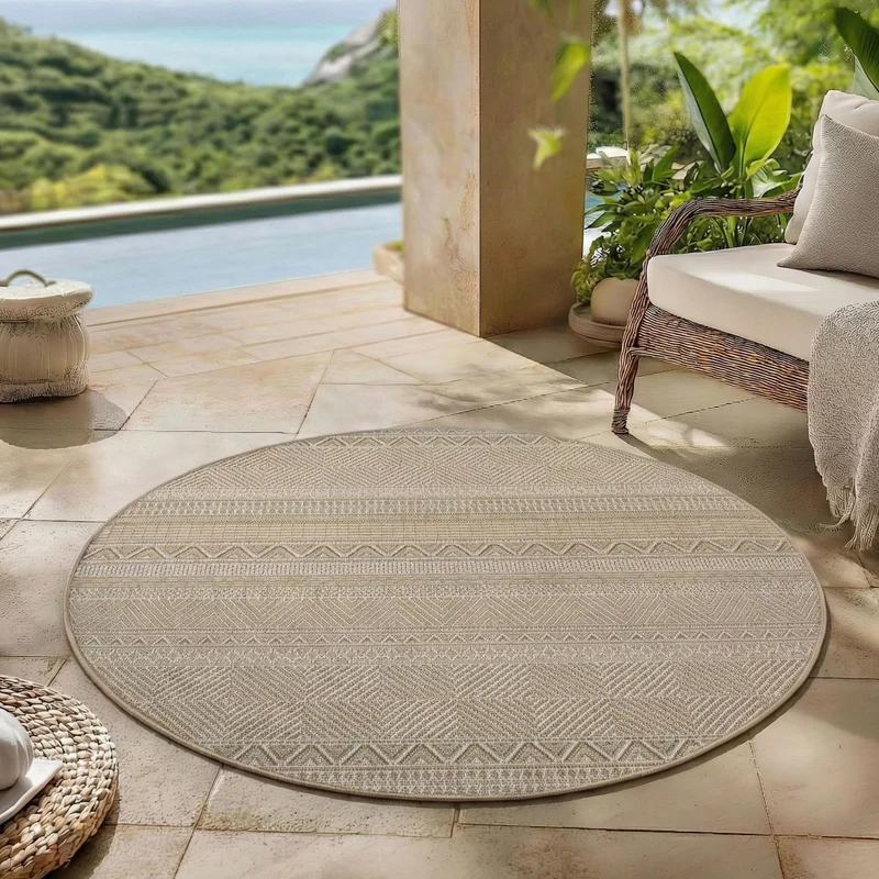 Carpettex Outdoor Teppich Beige Wetterfest UV-beständig Skandi Boho