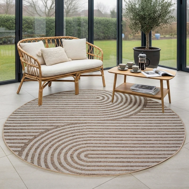 Carpettex Outdoor Teppich Beige Wetterfest UV-beständig Skandi Boho