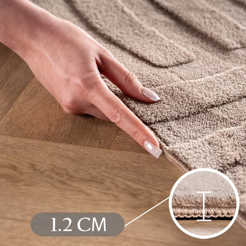Carpettex Boho Kurzflor Teppich 3D Effekt Waschbar Skandi Weich