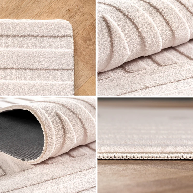 Carpettex Boho Kurzflor Teppich 3D Effekt Waschbar Skandi Weich