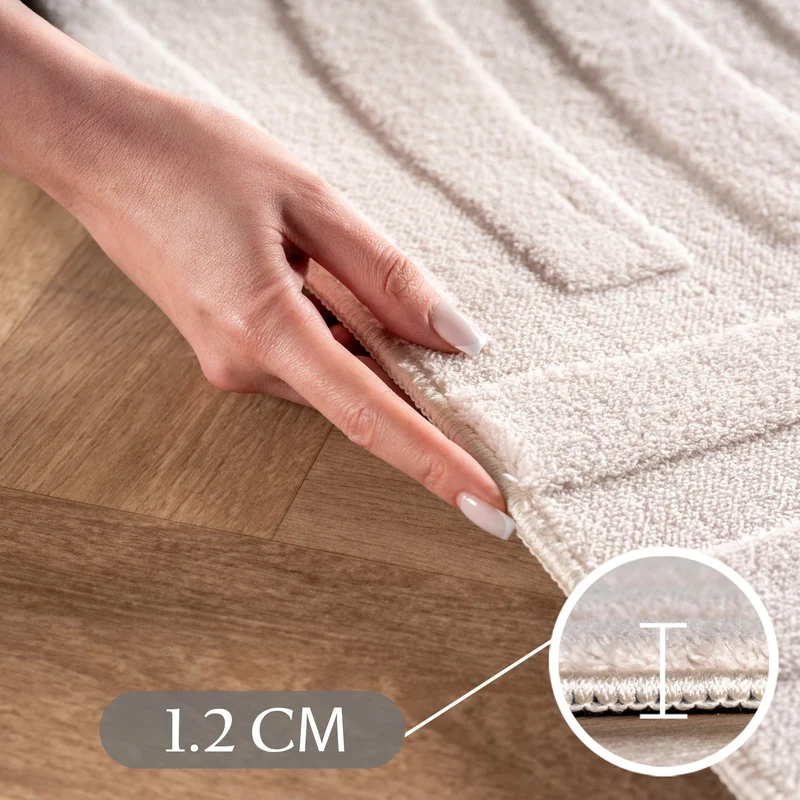 Carpettex Boho Kurzflor Teppich 3D Effekt Waschbar Skandi Weich