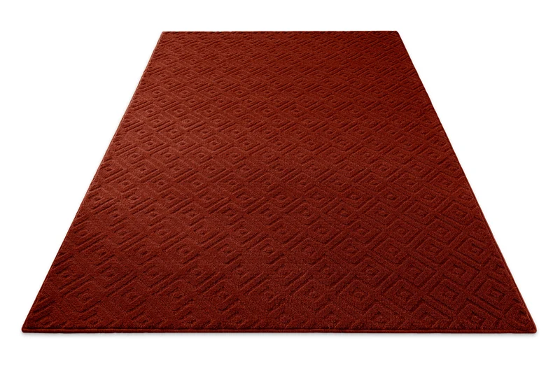 Kurzflor Teppich aus Schurwolle Purpur Rot "Castello TWO" WECONhome