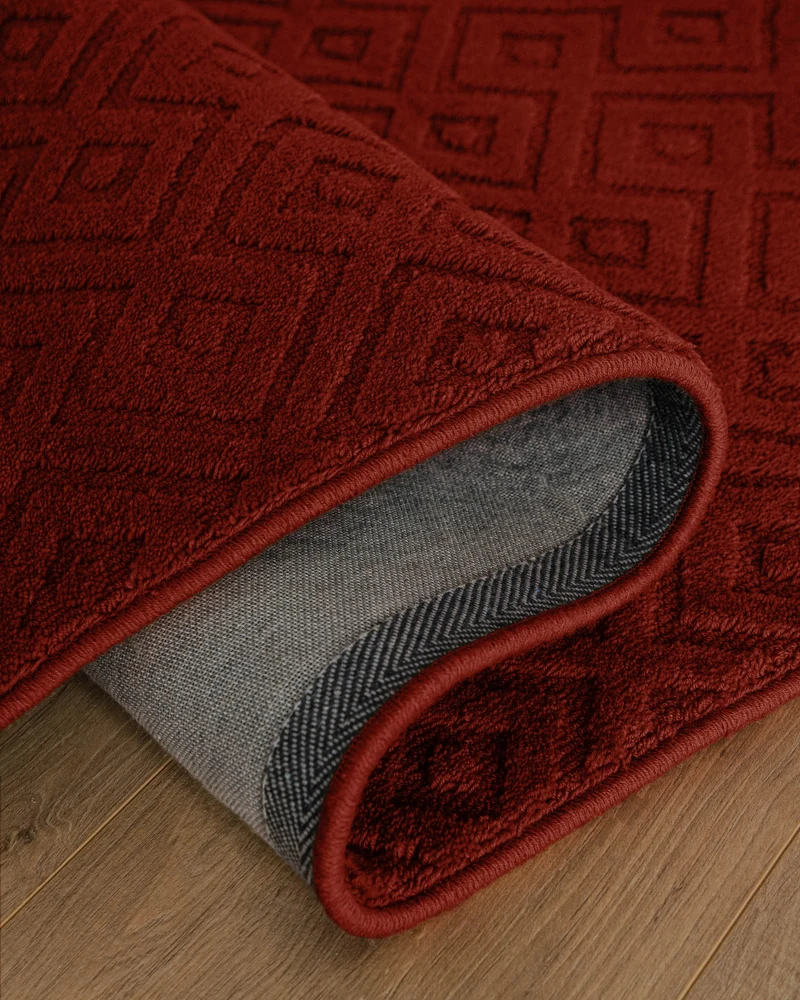 Kurzflor Teppich aus Schurwolle Purpur Rot "Castello TWO" WECONhome