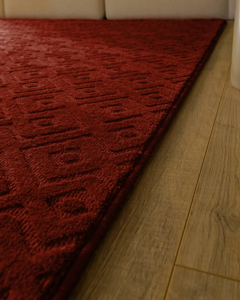 Kurzflor Teppich aus Schurwolle Purpur Rot "Castello TWO" WECONhome