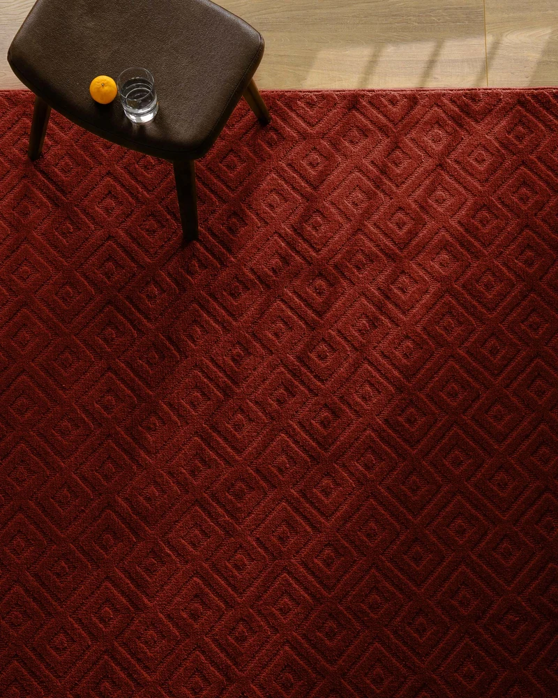 Kurzflor Teppich aus Schurwolle Purpur Rot "Castello TWO" WECONhome