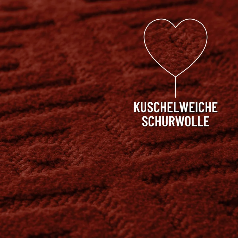 Kurzflor Teppich aus Schurwolle Purpur Rot "Castello TWO" WECONhome
