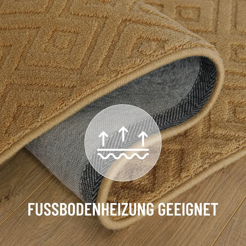 Kurzflor Teppich aus Schurwolle Karamell "Castello TWO" WECONhome