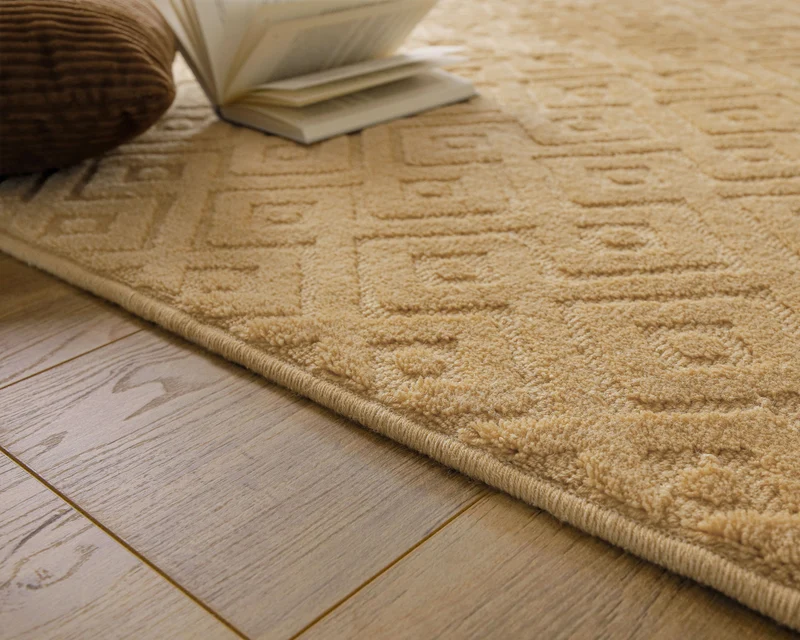 Kurzflor Teppich aus Schurwolle Sand Beige "Castello TWO" WECONhome