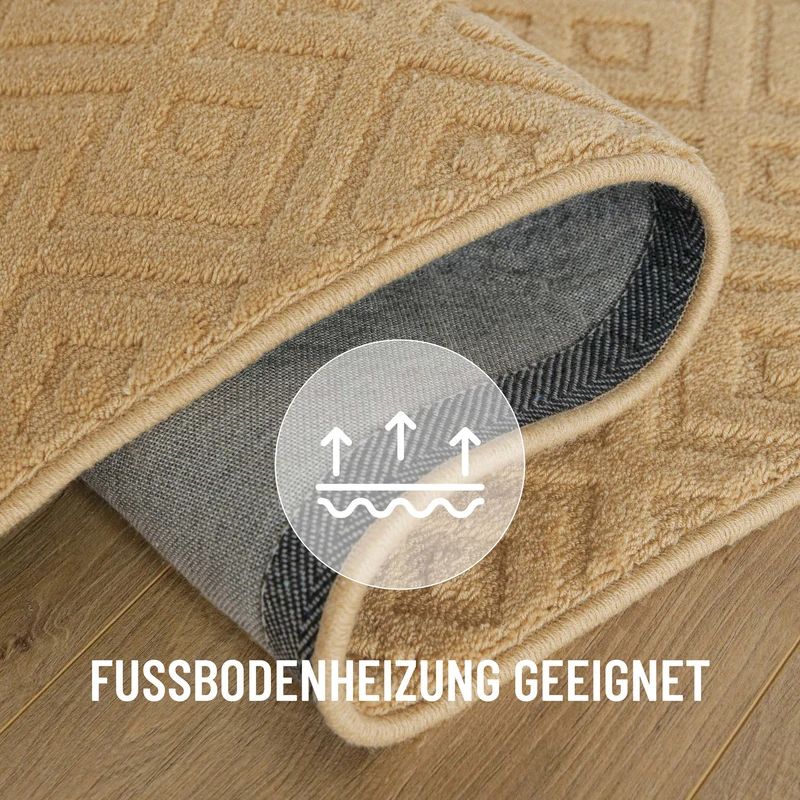 Kurzflor Teppich aus Schurwolle Sand Beige "Castello TWO" WECONhome