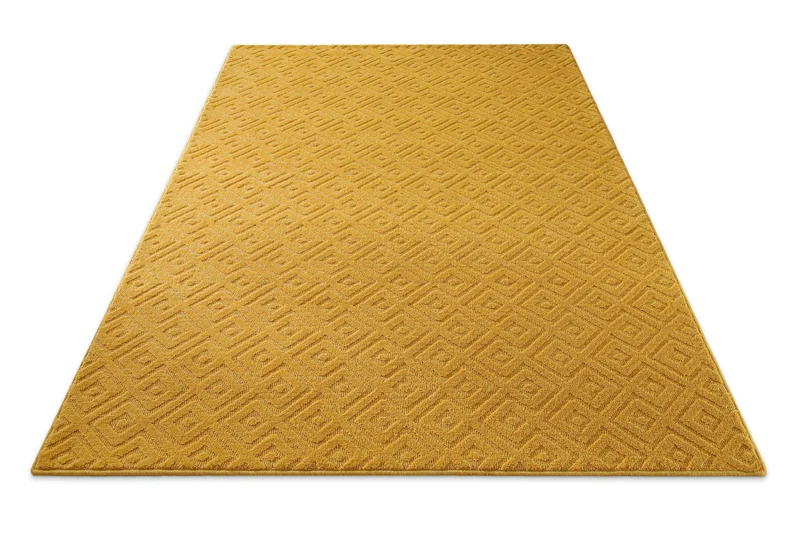 Kurzflor Teppich aus Schurwolle Gelb "Castello TWO" WECONhome