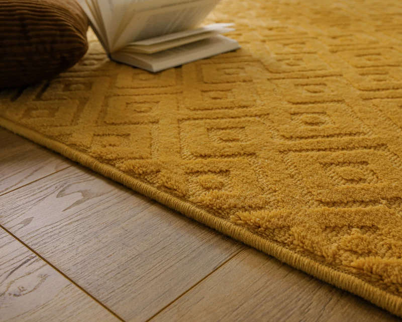 Kurzflor Teppich aus Schurwolle Gelb "Castello TWO" WECONhome
