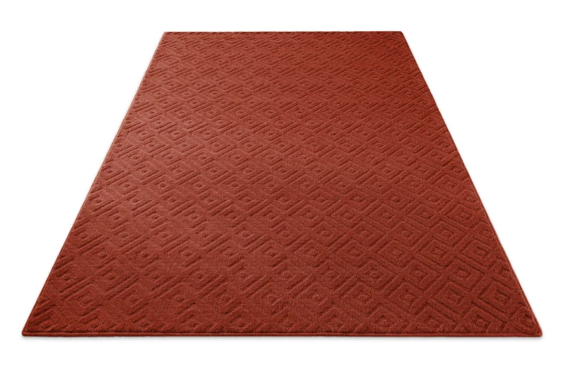 Kurzflor Teppich aus Schurwolle Kamin Rot "Castello TWO" WECONhome