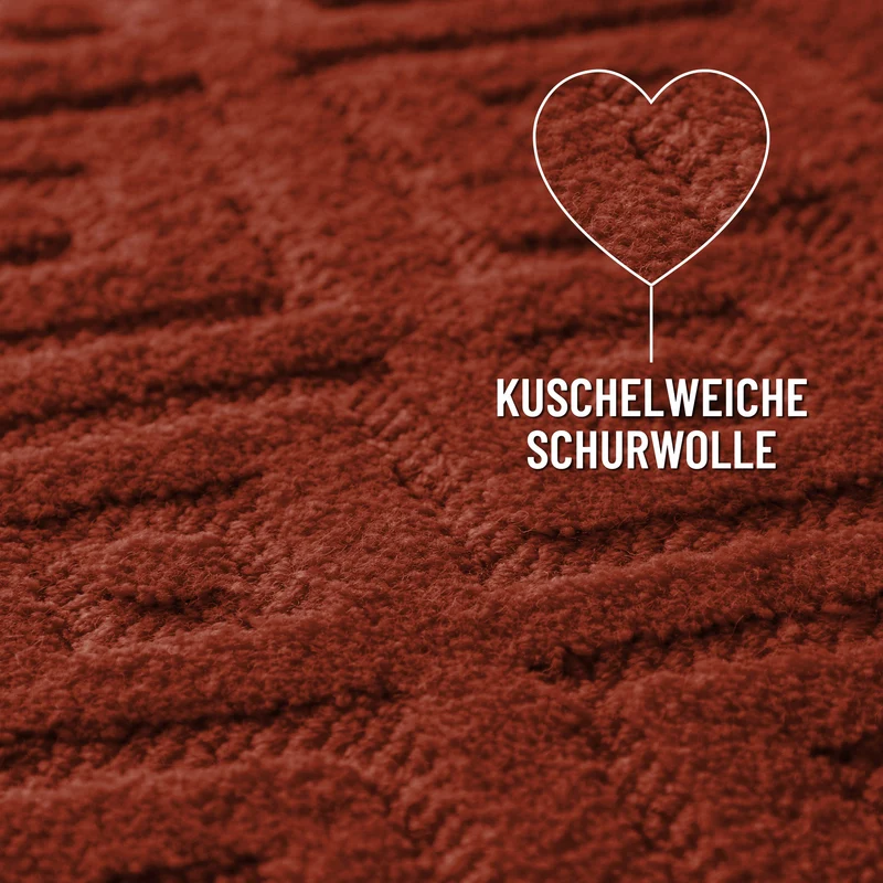 Kurzflor Teppich aus Schurwolle Kamin Rot "Castello TWO" WECONhome