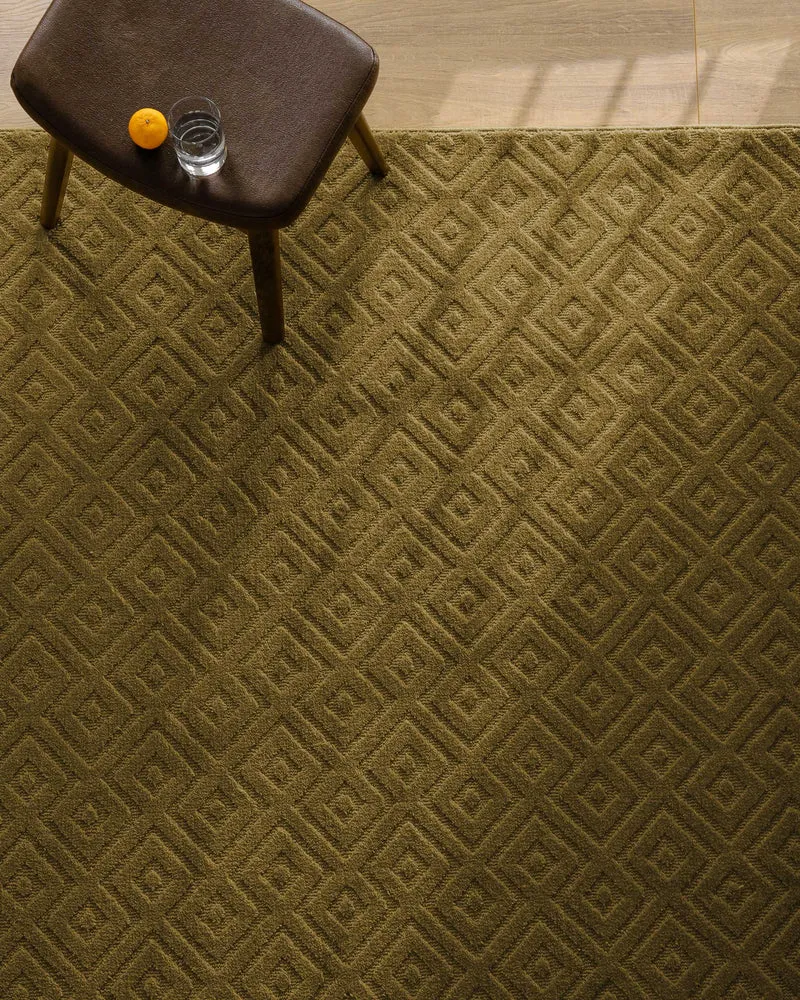Kurzflor Teppich aus Schurwolle Blass Grün "Castello TWO" WECONhome