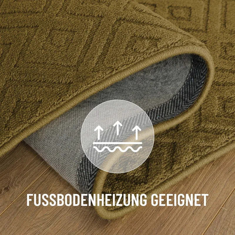 Kurzflor Teppich aus Schurwolle Blass Grün "Castello TWO" WECONhome