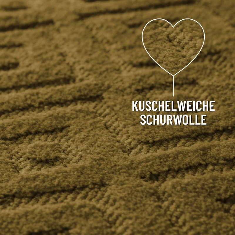 Kurzflor Teppich aus Schurwolle Blass Grün "Castello TWO" WECONhome