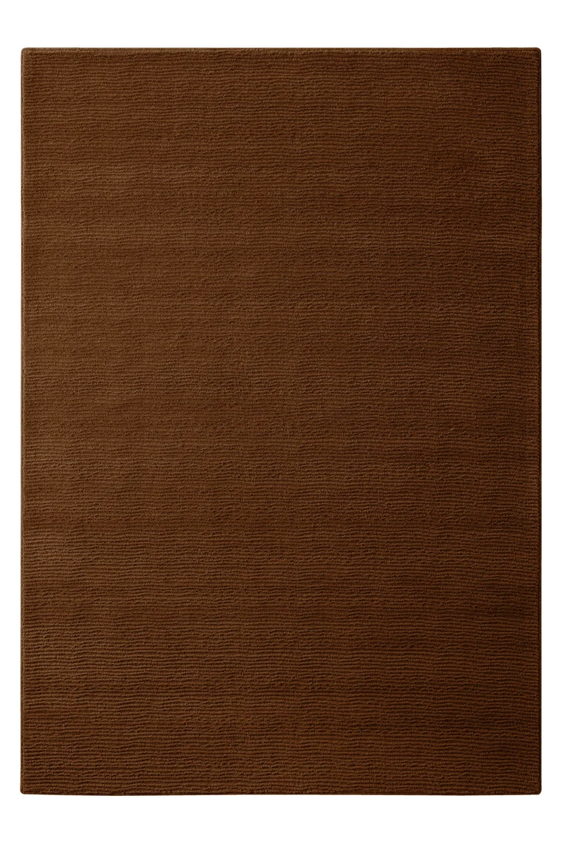 Kurzflor Teppich aus Schurwolle Braun "Castello ONE" WECONhome