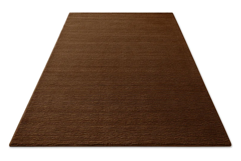 Kurzflor Teppich aus Schurwolle Braun "Castello ONE" WECONhome