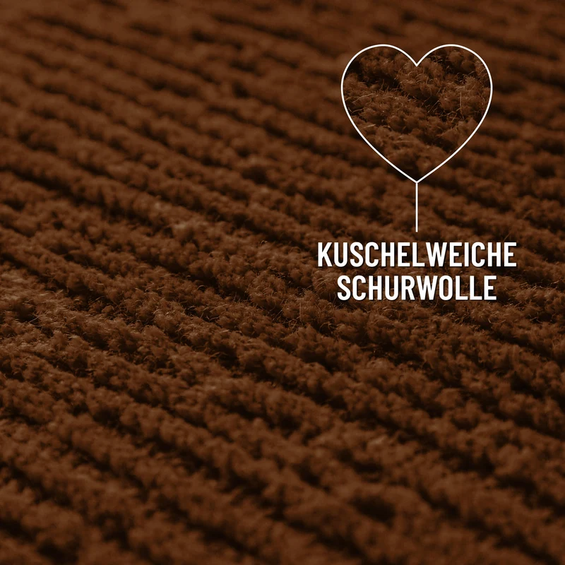 Kurzflor Teppich aus Schurwolle Braun "Castello ONE" WECONhome