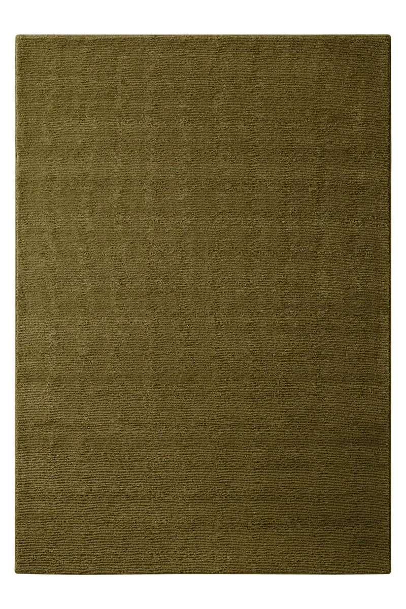 Kurzflor Teppich aus Schurwolle Oliv Grün "Castello ONE" WECONhome