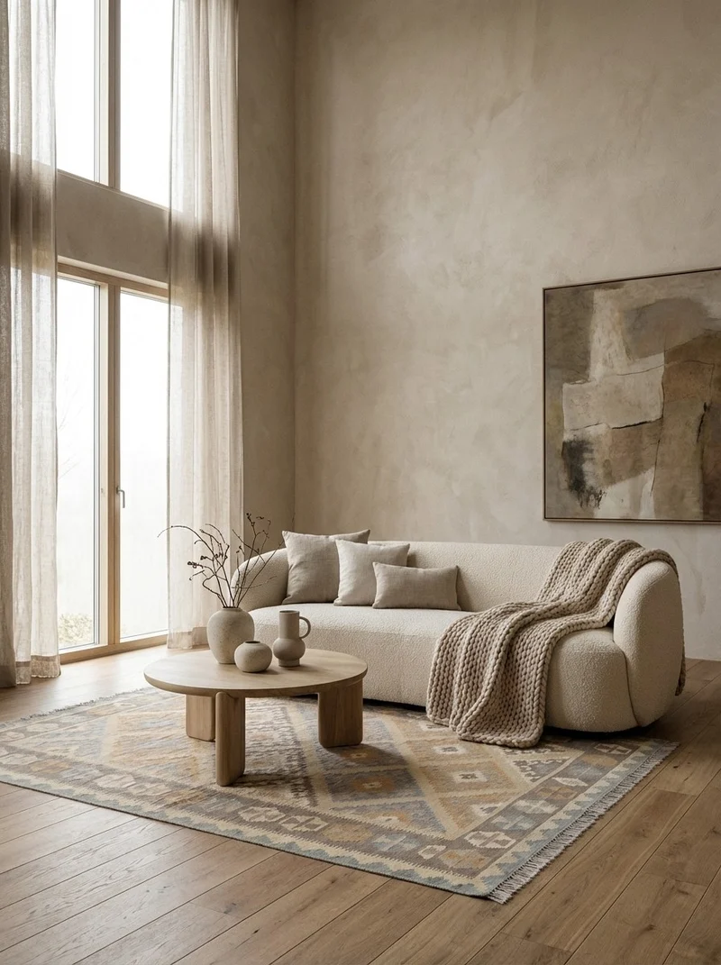 Kelim Gashgai · Handgewebt – Beige, 242x176 cm