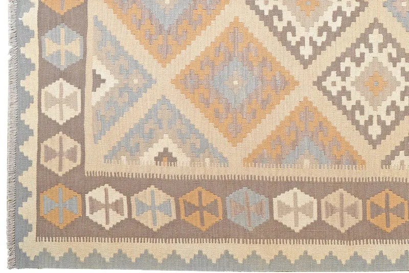 Kelim Gashgai · Handgewebt – Beige, 242x176 cm
