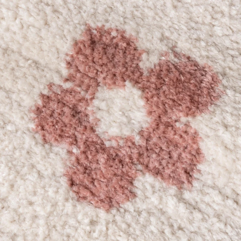 Waschbarer Kinderteppich - Moos Flower Rosa