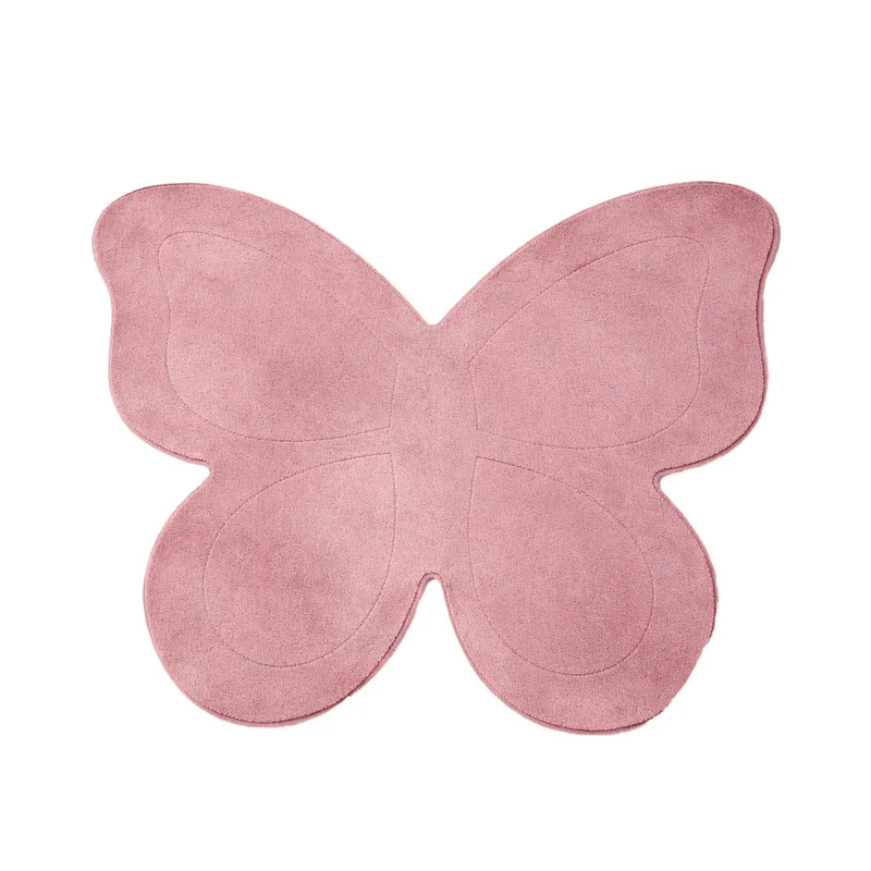 Kinderteppich Waschbar - Coco Schmetterling Dunkelrosa