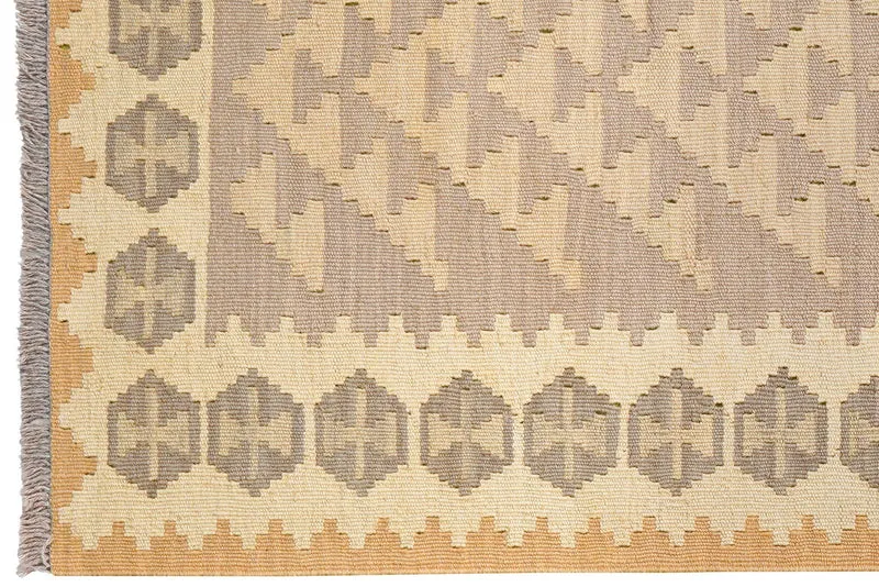 Kelim Gashgai · Handgewebt – Grau, 196x83 cm