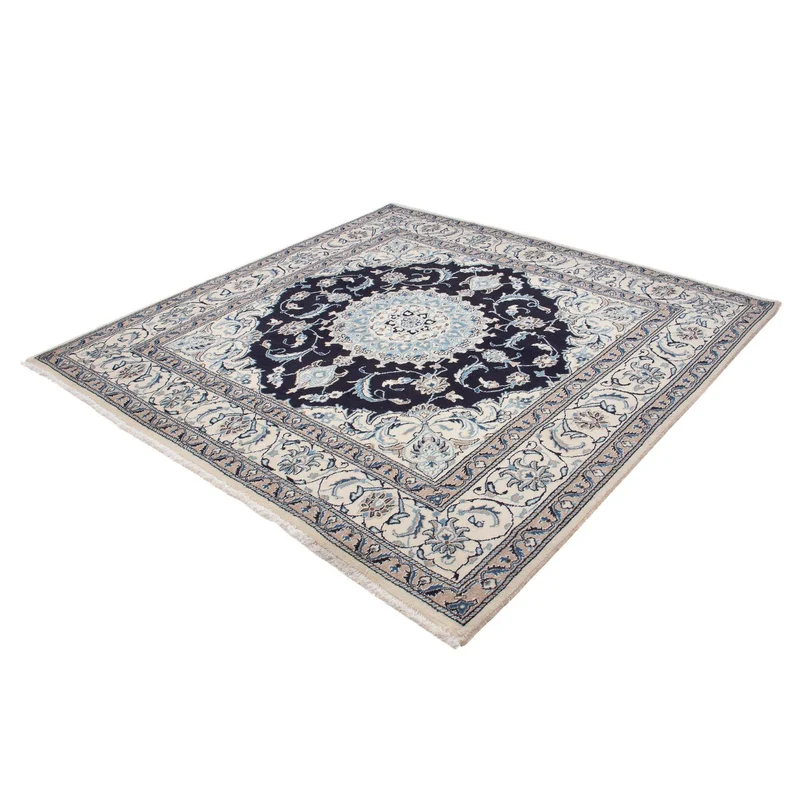 Perserteppich - Nain 194 x 196 cm Quadratischer Teppich - dunkelblau
