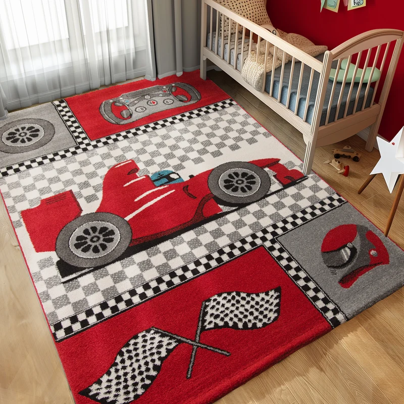 Kinderteppich Junge Rennwagen Design Babyzimmer Teppich Kinderzimmer