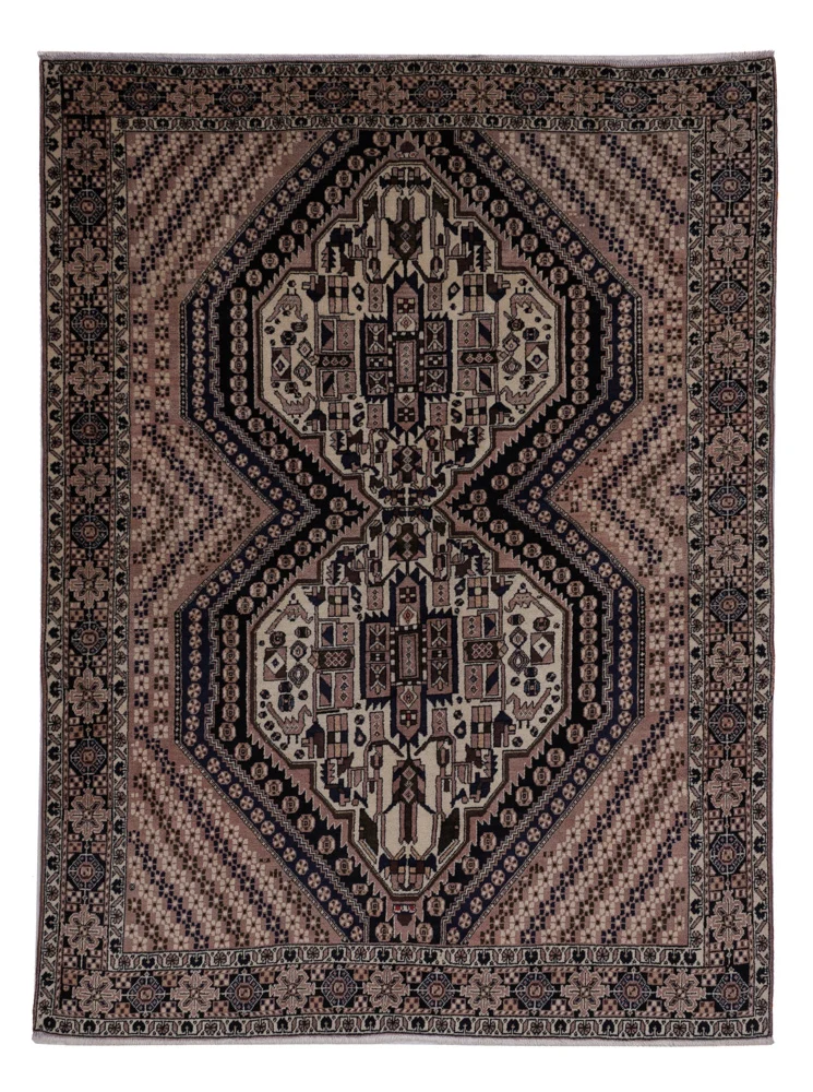 Afshar Sirjan Teppich 152x210cm - Perserteppich - dunkelbeige