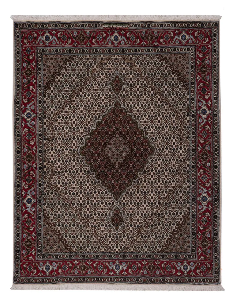 Täbriz - 40 Raj Teppich 138x206cm - Perserteppich - dunkelbeige
