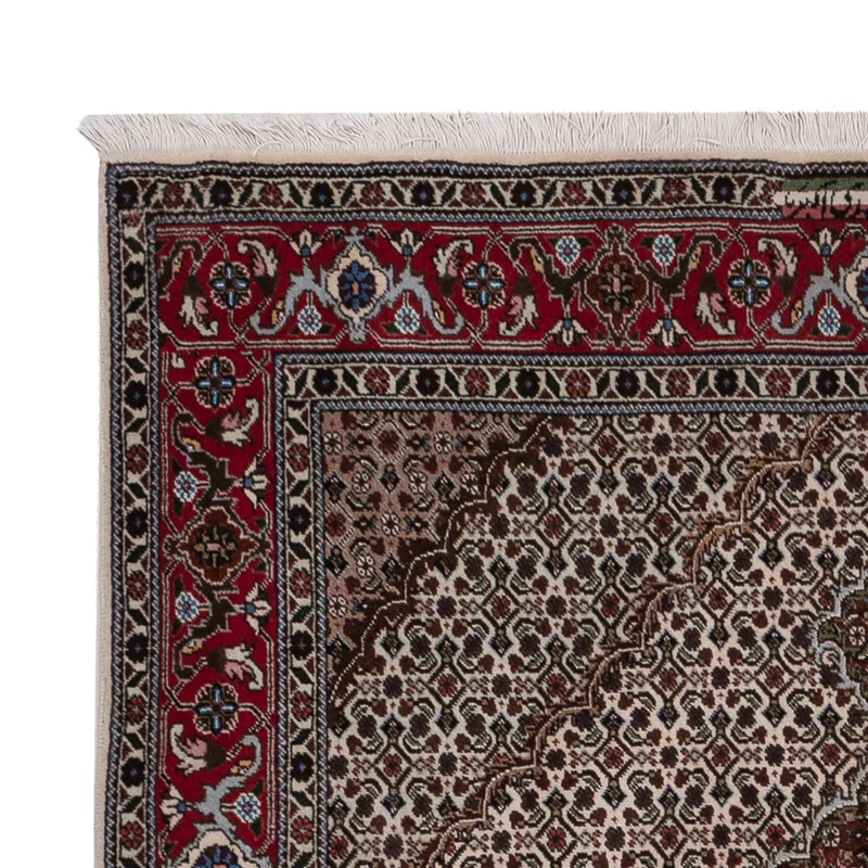 Täbriz - 40 Raj Teppich 138x206cm - Perserteppich - dunkelbeige