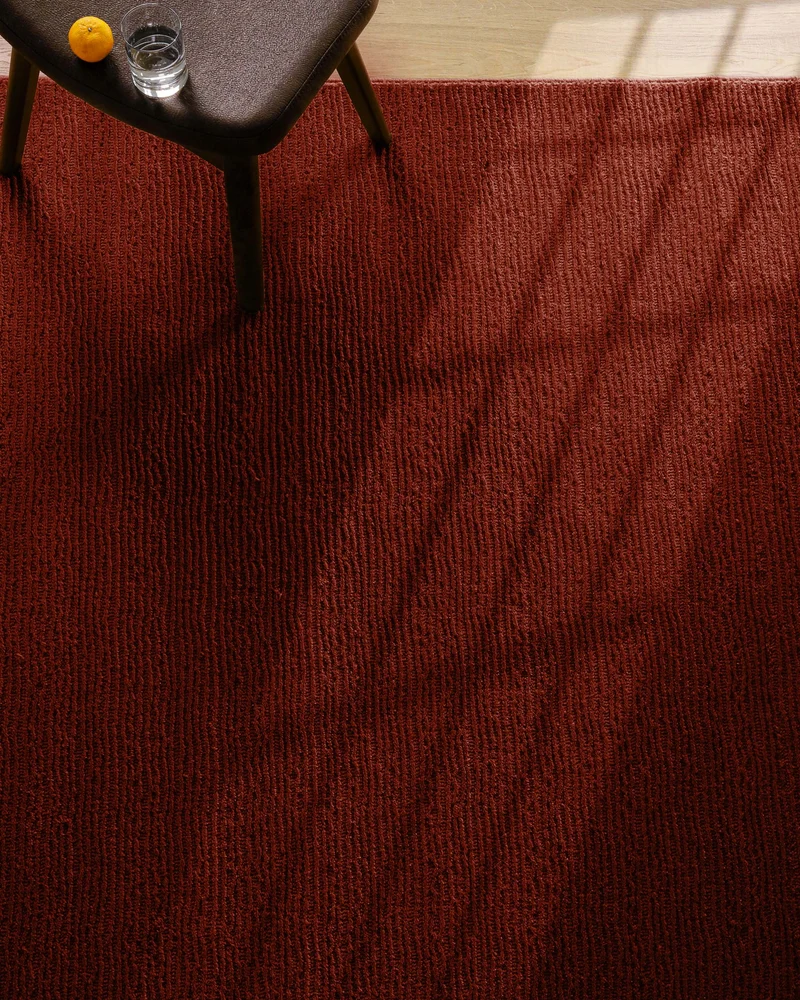Kurzflor Teppich aus Schurwolle Purpur Rot "Castello ONE" WECONhome