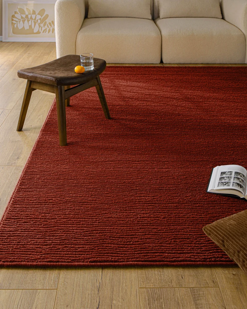 Kurzflor Teppich aus Schurwolle Purpur Rot "Castello ONE" WECONhome