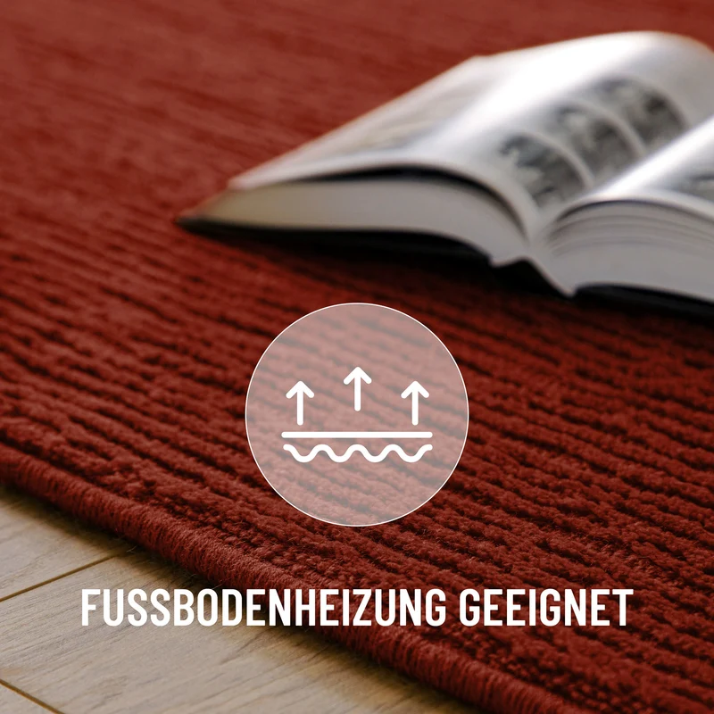 Kurzflor Teppich aus Schurwolle Purpur Rot "Castello ONE" WECONhome
