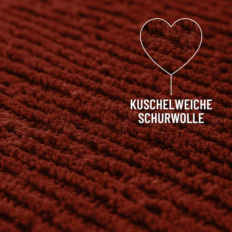 Kurzflor Teppich aus Schurwolle Purpur Rot "Castello ONE" WECONhome