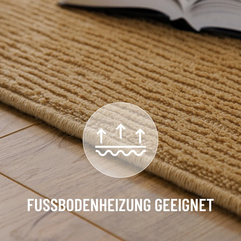 Kurzflor Teppich aus Schurwolle Karamell "Castello ONE" WECONhome