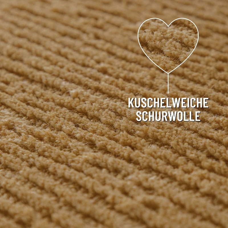 Kurzflor Teppich aus Schurwolle Karamell "Castello ONE" WECONhome