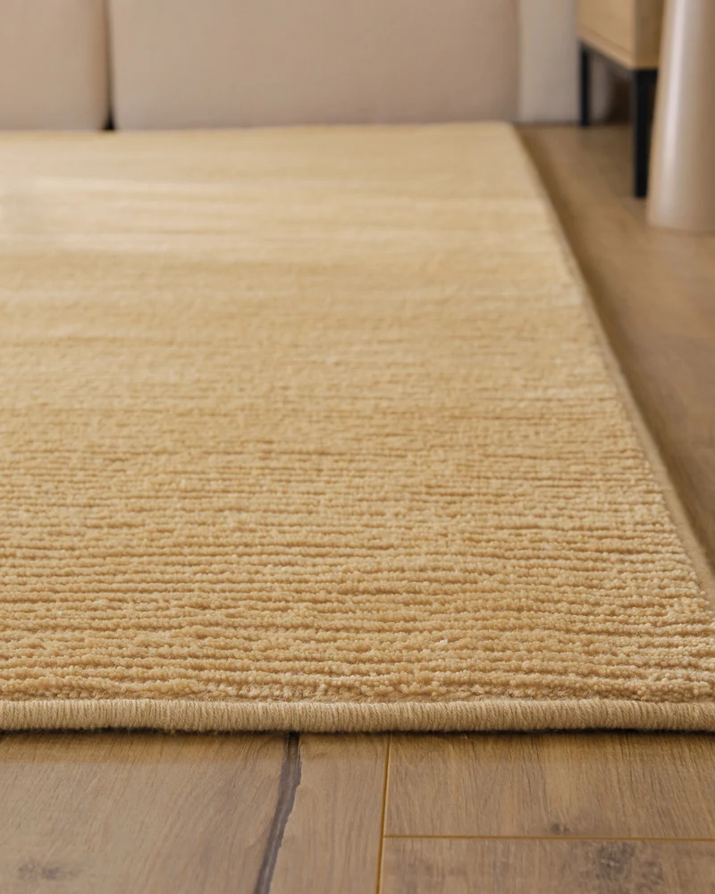 Kurzflor Teppich aus Schurwolle Sand Beige "Castello ONE" WECONhome