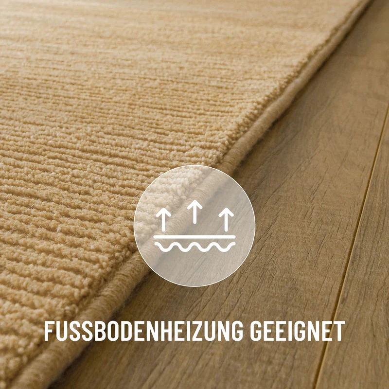 Kurzflor Teppich aus Schurwolle Sand Beige "Castello ONE" WECONhome