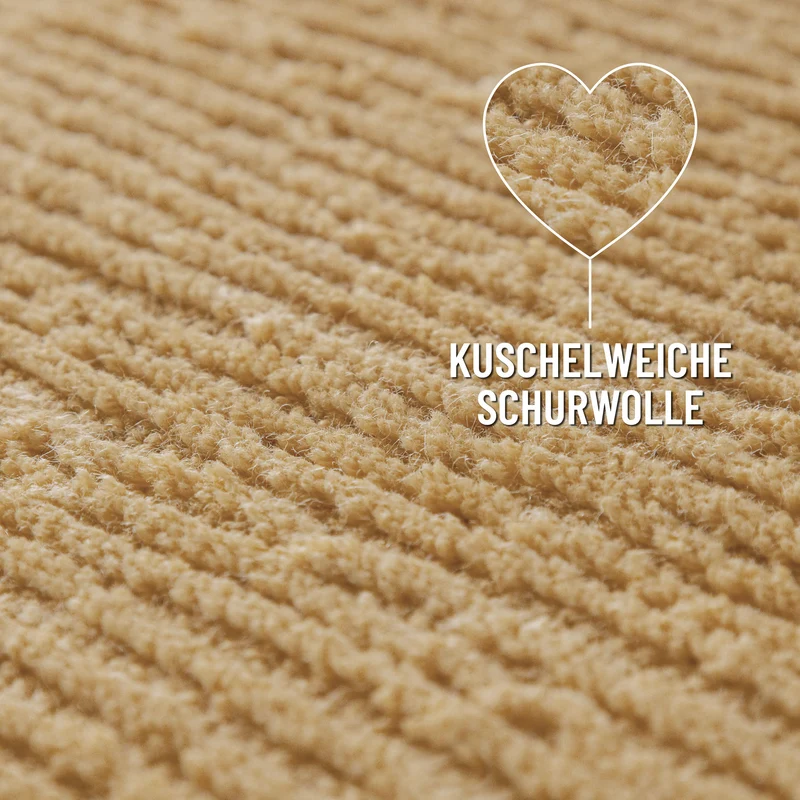 Kurzflor Teppich aus Schurwolle Sand Beige "Castello ONE" WECONhome