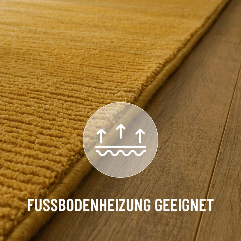Kurzflor Teppich aus Schurwolle Gelb "Castello ONE" WECONhome