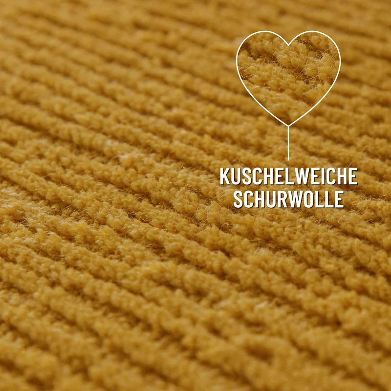 Kurzflor Teppich aus Schurwolle Gelb "Castello ONE" WECONhome