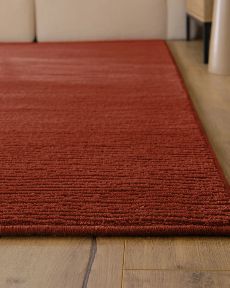 Kurzflor Teppich aus Schurwolle Kamin Rot "Castello ONE" WECONhome