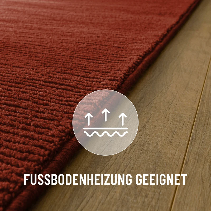 Kurzflor Teppich aus Schurwolle Kamin Rot "Castello ONE" WECONhome